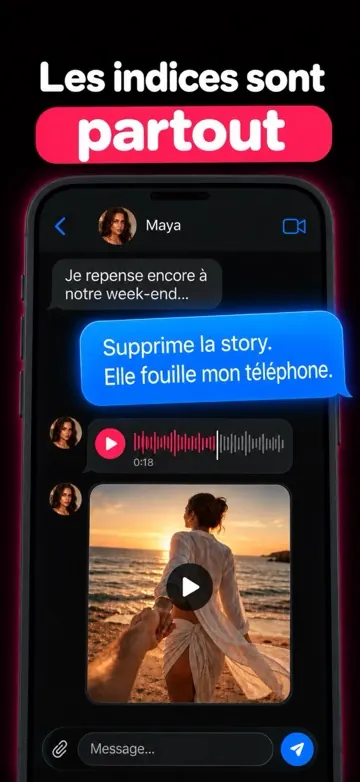Une conversation et un message vocal dans le téléphone copié qui révèlent un indice