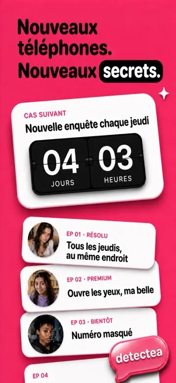 Liste des épisodes de Detectea avec une nouvelle enquête chaque jeudi