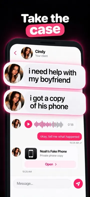 Chat with your client Cindy, who sends you a copy of her boyfriend Noah’s phone